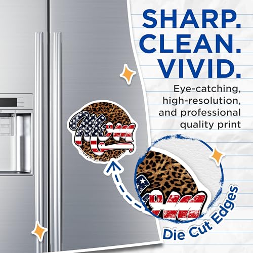 (2 Pack) Mom American Flag Magnets - Leopard Print Mom - 5" On Longest Side - for Cars, Fridges, Toolboxes - Made in USA - MAG7442