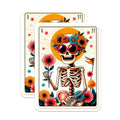 (2 Pack) Flower Crown Skeleton Magnets - Dia de Los Muertos Decor - Bohemian Floral Skull Art - Happy Day of Dead Shrine - 5 Inches On Longest Side - Thick Durable Magnet - Made in USA - MAG21238
