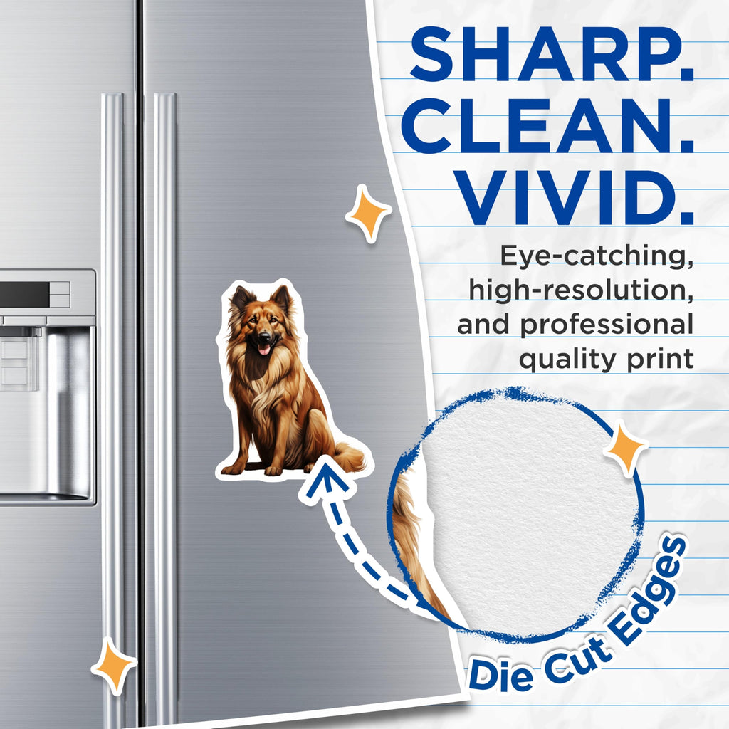 (2 Pack) Fluffy Brown Dog Magnets - Loyal Canine Art - Pet Fridge Decor - 5 Inches On Longest Side - Thick Durable Magnet - Made in USA - MAG28567