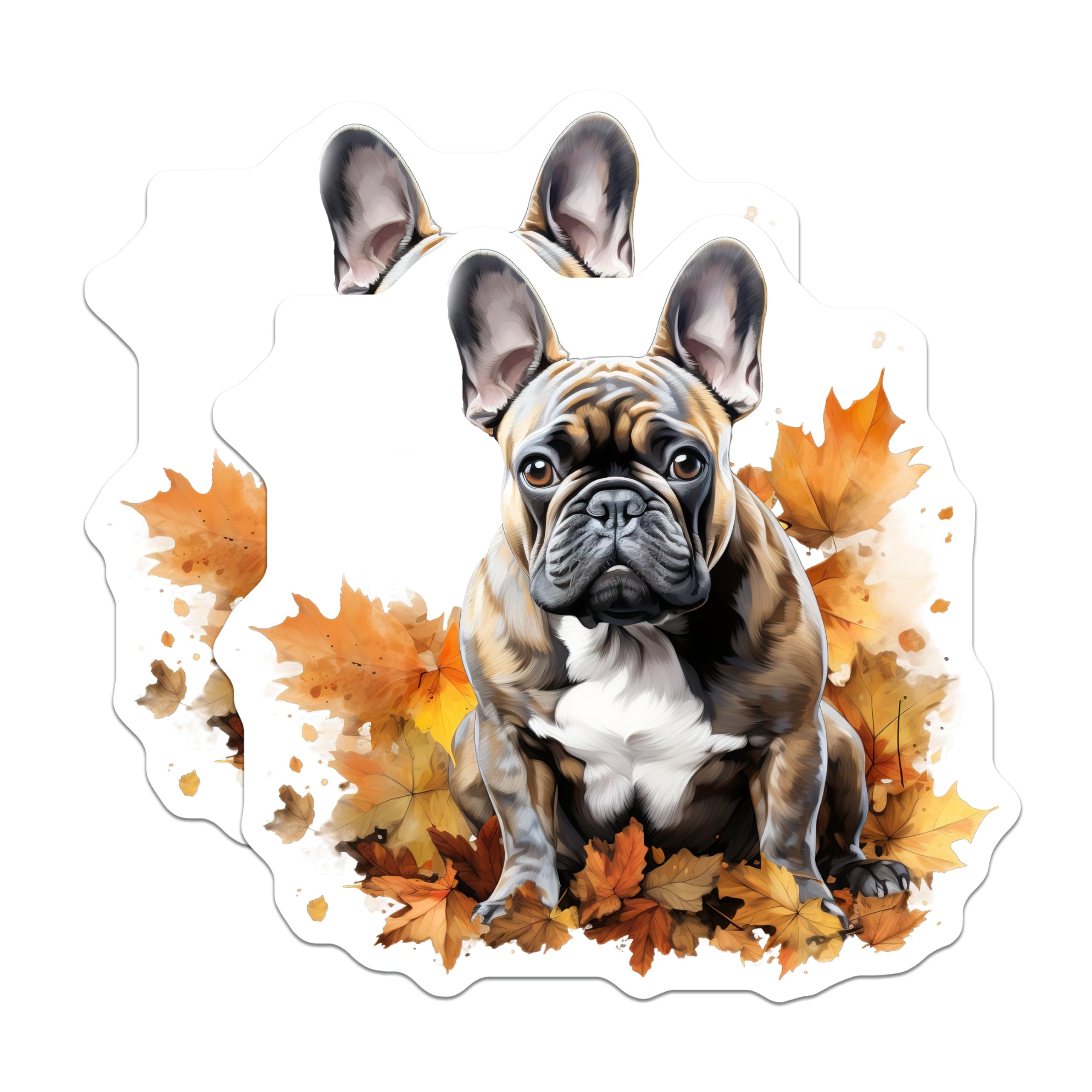 (2 Pack) French Bulldog Magnets - Adorable Autumn Fall Leaves Decor - Brindle Frenchie Dog Lover Refrigerator Magnets - 5 Inches On Longest Side - Thick Durable Magnet - Made in USA - MAG24955