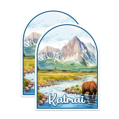 (2 Pack) Katmai National Park Bumper Magnet - US National Park - Choose from 63 Parks - 5" On Longest Side - Decal for Car Bumper, Laptop, Water Bottle, Wall, and Window - MAG1527