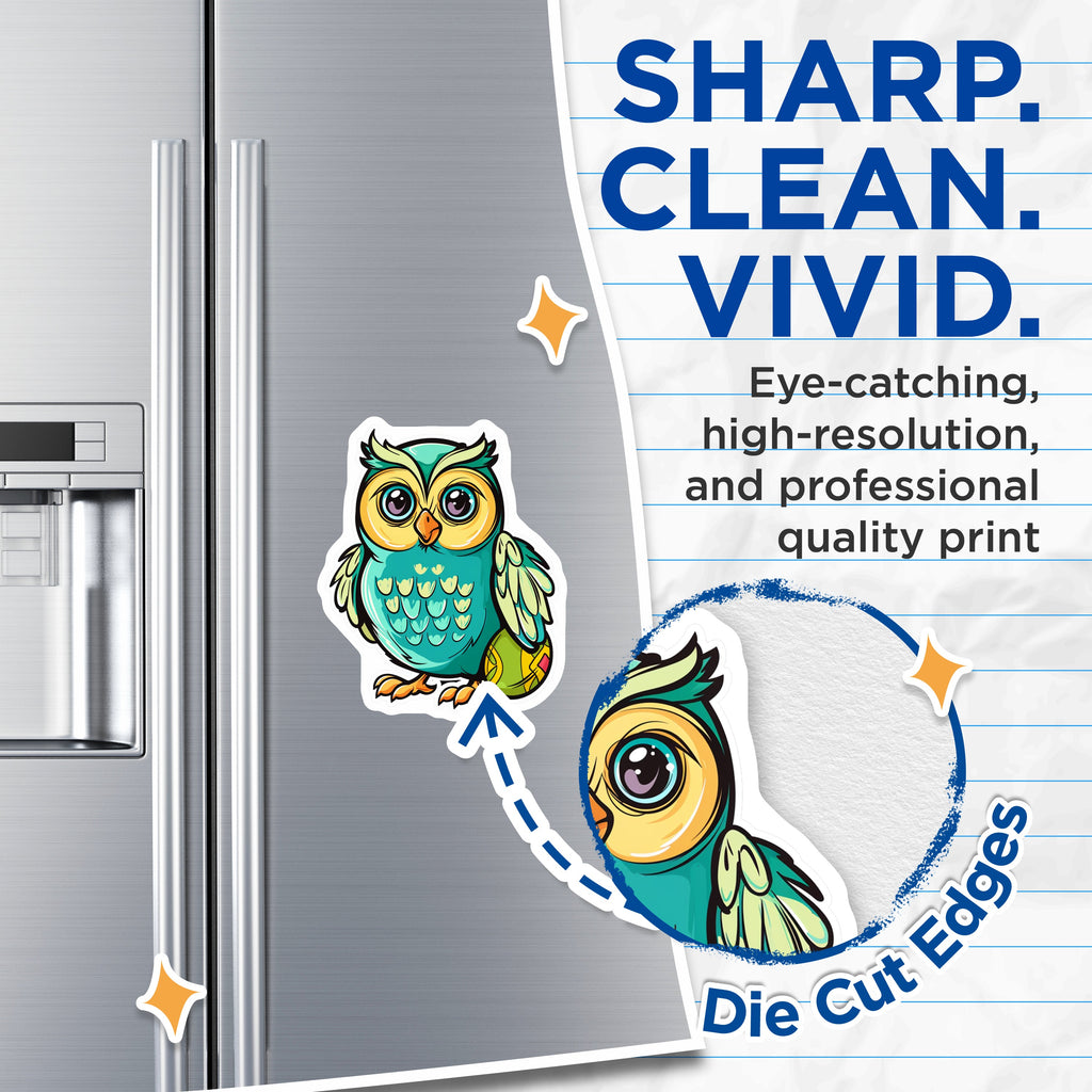 (2 Pack) Cute Owl Tennis Ball Magnets - Adorable Kawaii Animal Fridge Decor - Sports Lover Locker Accessory - 5 Inches On Longest Side - Thick Durable Magnet - Made in USA - MAG37625