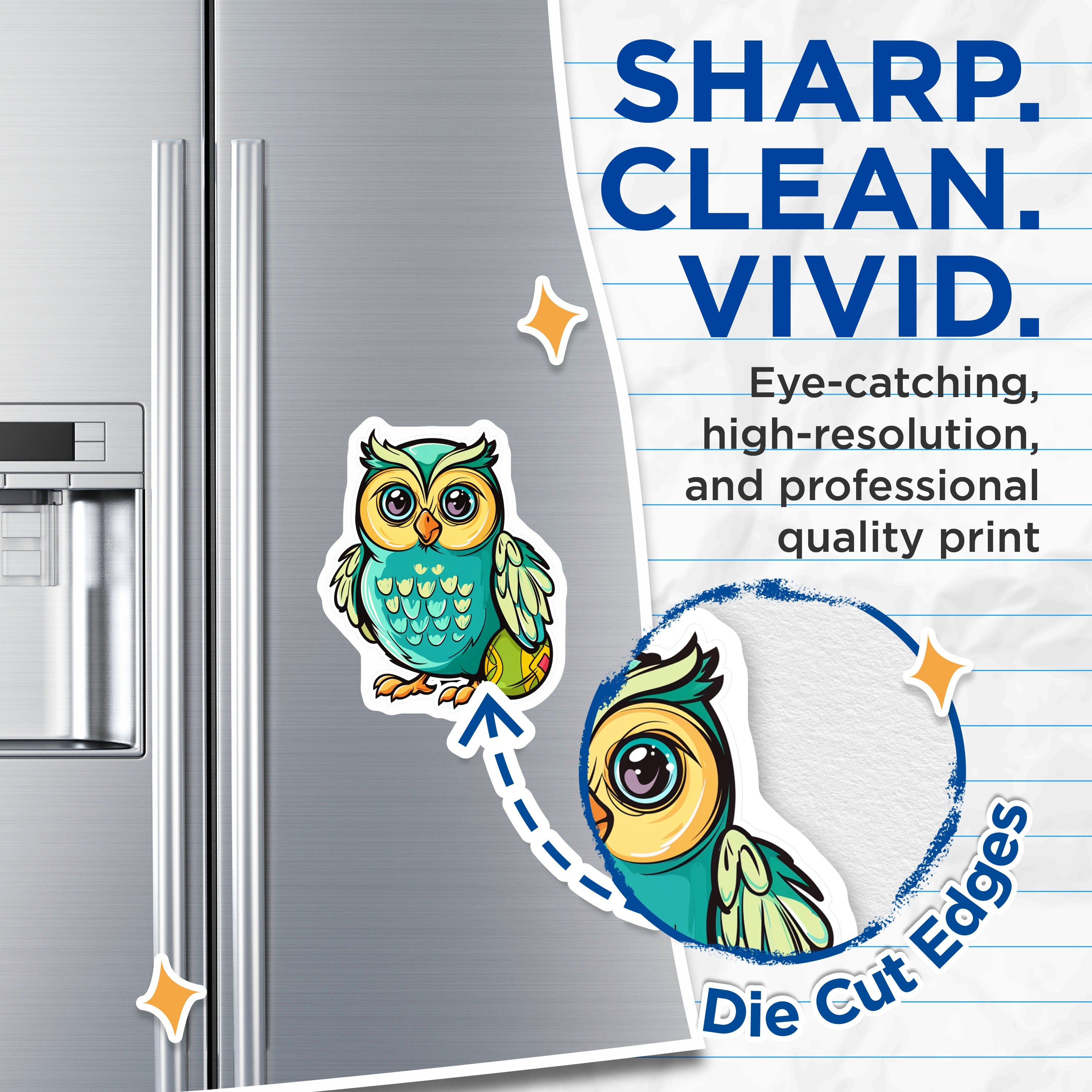 (2 Pack) Cute Owl Tennis Ball Magnets - Adorable Kawaii Animal Fridge Decor - Sports Lover Locker Accessory - 5 Inches On Longest Side - Thick Durable Magnet - Made in USA - MAG37625