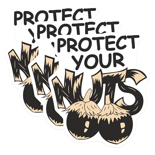 (3 Pack) Protect Your Nuts Decals - Funny Eggplant - Laptop Car Decals - 3 Inches On Longest Side - Easy Peel & Apply - Made in USA - 3MCS7921