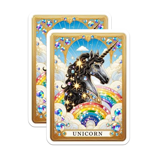 (2 Pack) Fantasy Unicorn Art Magnet - Magical Rainbow Unicorn Decor - 5" On Longest Side - Sticks to Smooth Flat Surfaces - Made in USA - MAG10160