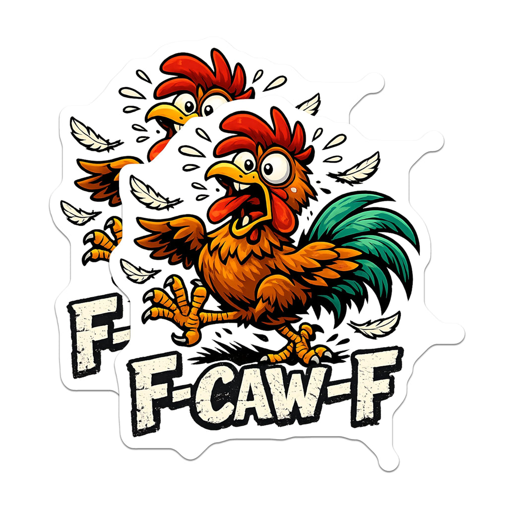 (2 Pack) Funny Rooster Magnets - F-CAW-F Screaming Chicken - Comical Farm Animal Decor - Kitchen Locker Office - 5 Inches On Longest Side - Thick Durable Magnet - Made in USA - MAG21923