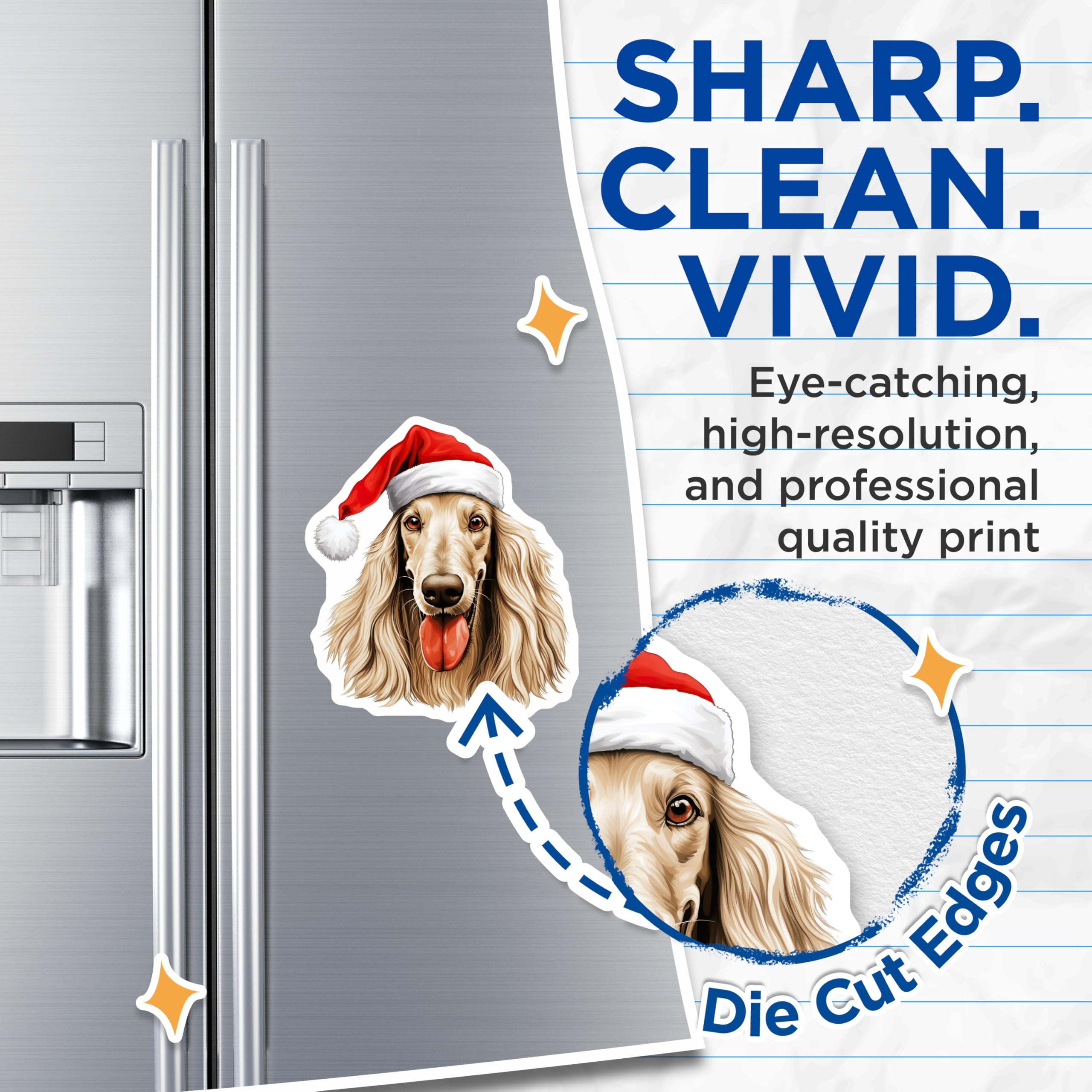 (2 Pack) Christmas Dog Magnets - Santa Hat Pet Decor - Dog Lover Holiday Magnets - 5 Inches On Longest Side - Thick Durable Magnet - Made in USA - MAG28533