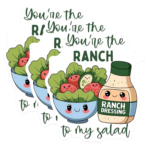 (3 Pack) Ranch Dressing Decals - Cute Food Decal - Funny Salad Decals - 3 Inches On Longest Side - Easy Peel & Apply - Made in USA - 3MCS4046