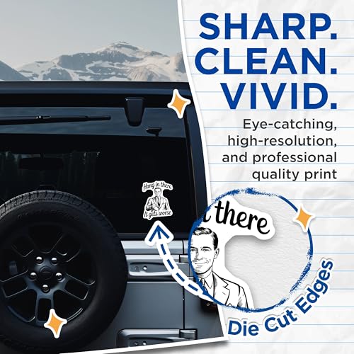 (2 Pack) Funny Motivational Stickers - Humor Quotes Stickers - 5" On Longest Side - Sticks to Smooth Flat Surfaces - Made in USA - BMCS5600