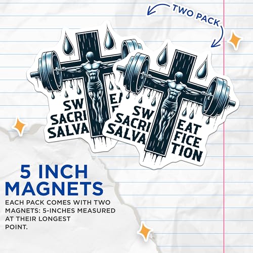 (2 Pack) Fitness Motivation Magnet - Gym Enthusiast Decor - Workout Inspiration - 5" On Longest Side - Sticks to Smooth Flat Surfaces - Made in USA - MAG9641