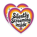 (2 Pack) Silently Screaming Inside Magnets - Heart Shape Decoration - Motivational Quotes - Quirky Fridge Decor - 5" On Longest Side - for Cars, Fridges, Toolboxes - Made in USA - MAG5601