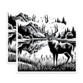(2 Pack) Deer Magnets Magnets - Nature Scenery - Rustic Woodland Decor - 5" On Longest Side - Made in USA - Sticks to Refrigerators & Metal Surfaces - MAG8651