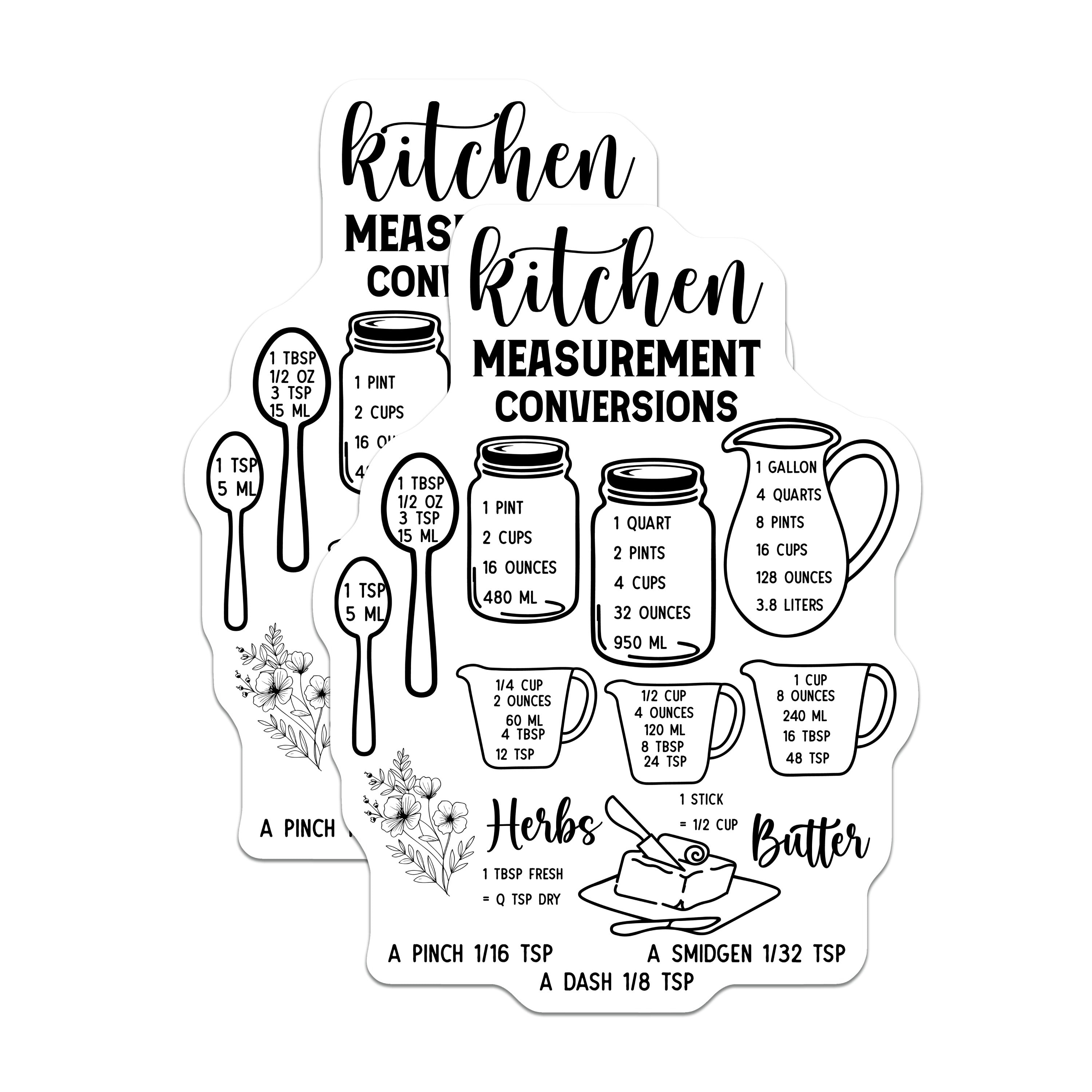 (2 Pack) Kitchen Measurement Conversion Magnets - Baking Conversions - Cooking Cheat Sheet - Refrigerator Helper for Home Cooks - 5" - Thick Durable Magnet - Made in USA - MAG39249