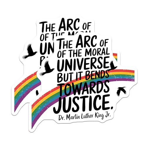 (2 Pack) Moral Universe Justice Magnets - Inspirational Quote - Rainbow Design - Motivational Fridge Magnets - 5" On Longest Side - for Cars, Fridges, Toolboxes - Made in USA - MAG3756