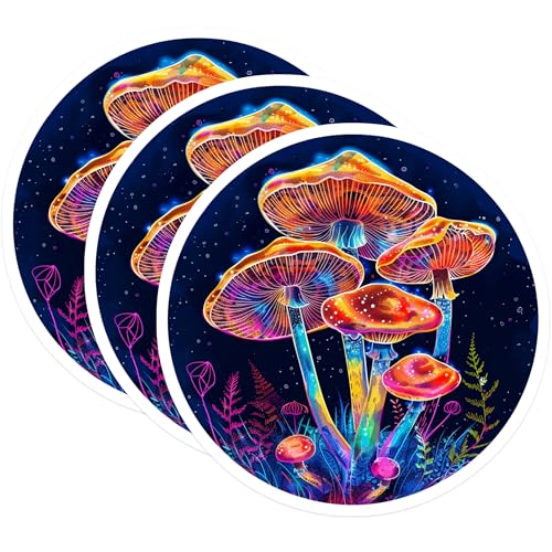 (3 Pack) Mushroom Decals - Psychedelic Art Stickers - Laptop Decal- 3 Inches On Longest Side - Easy Peel & Apply - Made in USA - 3MCS5540