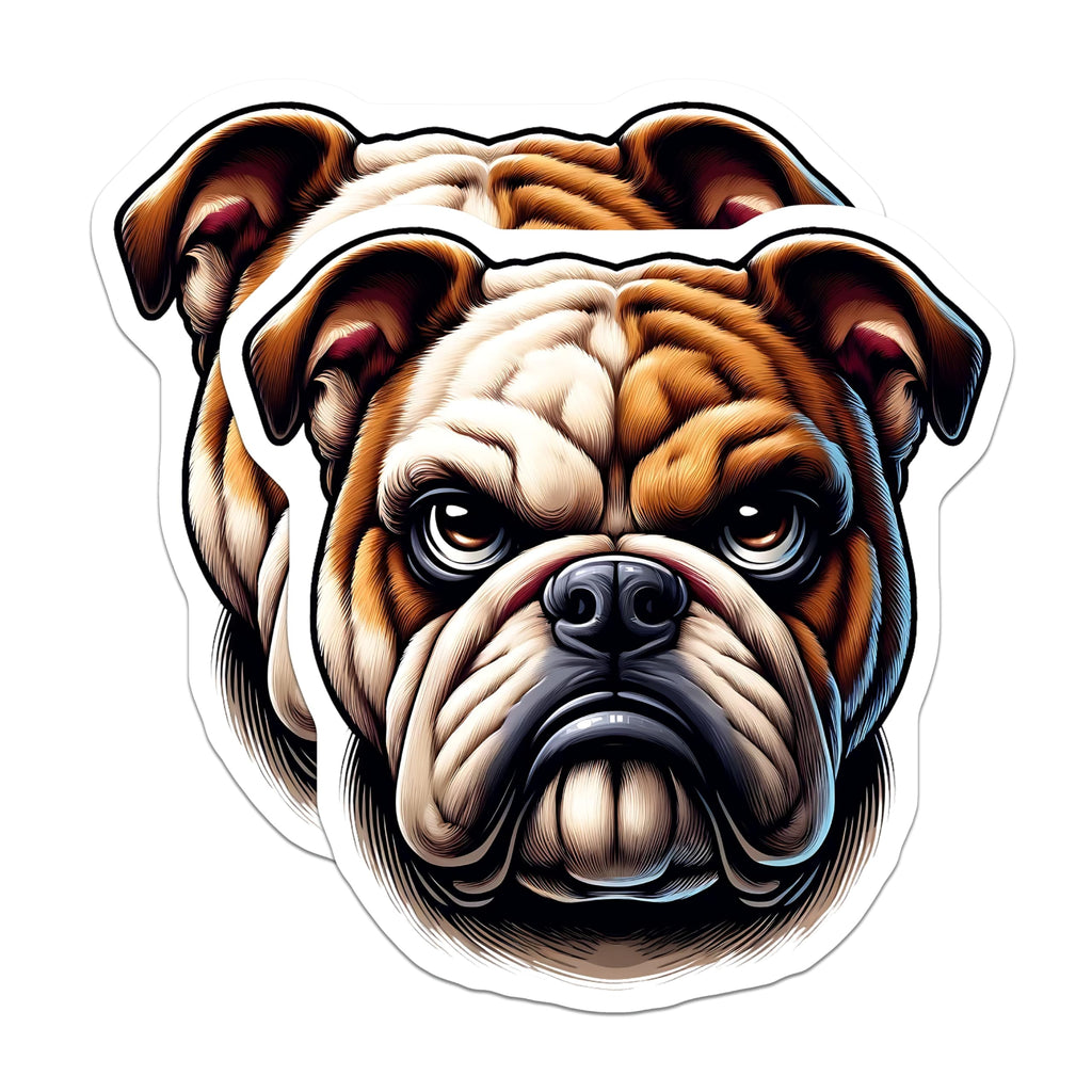 (2 Pack) Bulldog Dog Magnets - Pet Portrait Illustration - Fridge Magnets Decorative - 5" On Longest Side - Premium Magnet - for Cars, Refrigerators, Toolboxes, Lockers - Made in USA - MAG14192