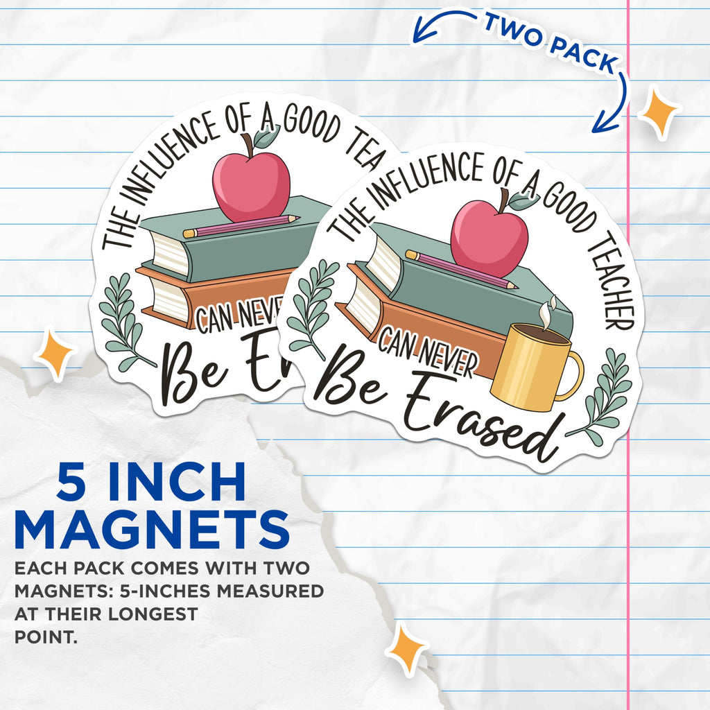 (2 Pack) Teacher Appreciation Magnets - Educator Thank You Decor - Inspirational Quote Magnet - Classroom Fridge Accessory - 5 Inches On Longest Side - Thick Durable Magnet - Made in USA - MAG19196