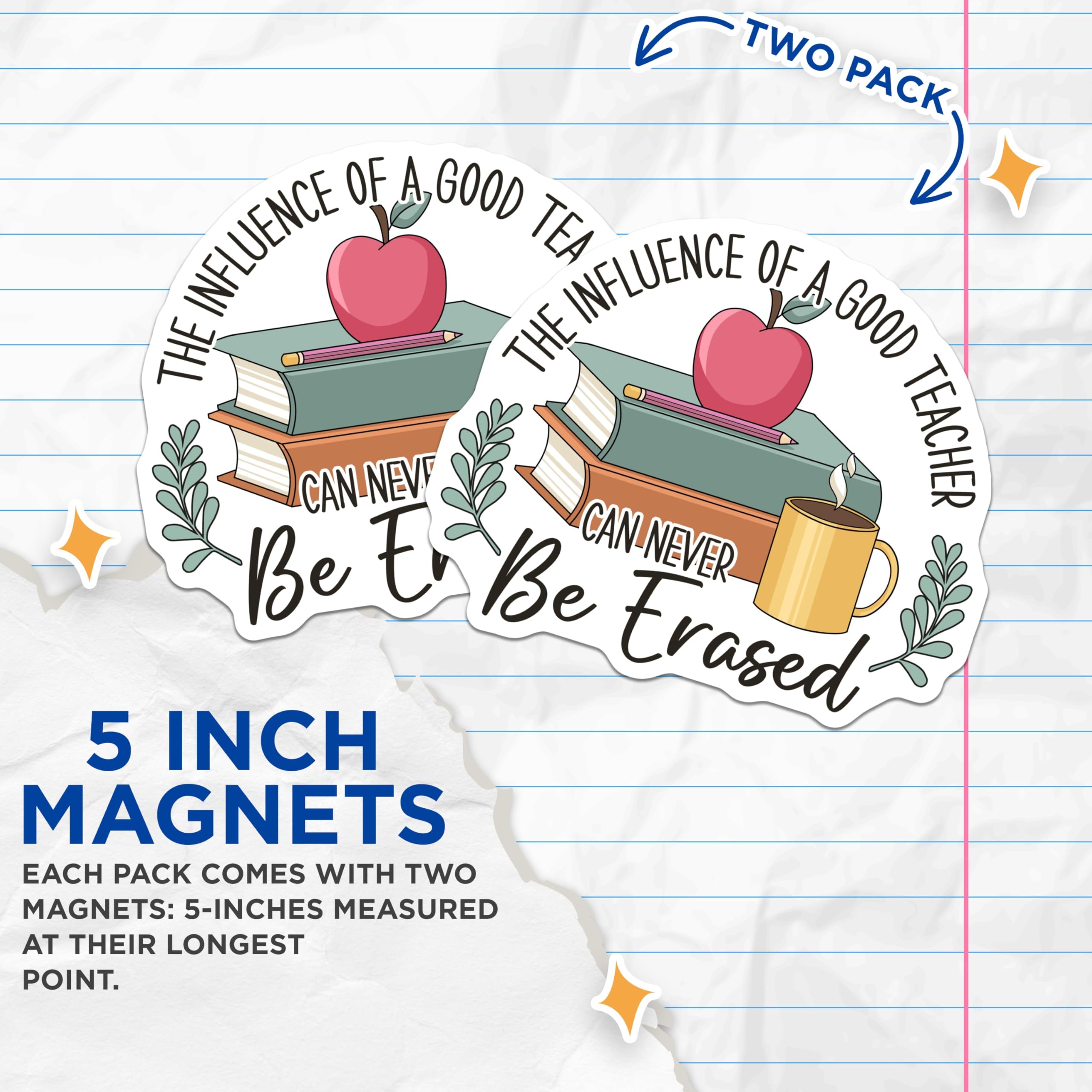 (2 Pack) Teacher Appreciation Magnets - Educator Thank You Decor - Inspirational Quote Magnet - Classroom Fridge Accessory - 5 Inches On Longest Side - Thick Durable Magnet - Made in USA - MAG19196