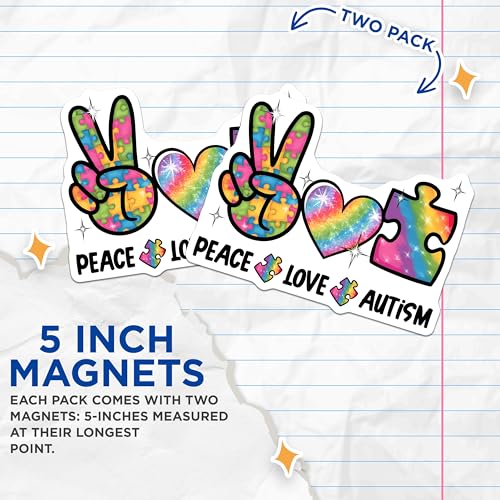 (2 Pack) Autism Awareness Magnet - Colorful Puzzle Pieces - 5" On Longest Side - Sticks to Smooth Flat Surfaces - Made in USA - MAG9699