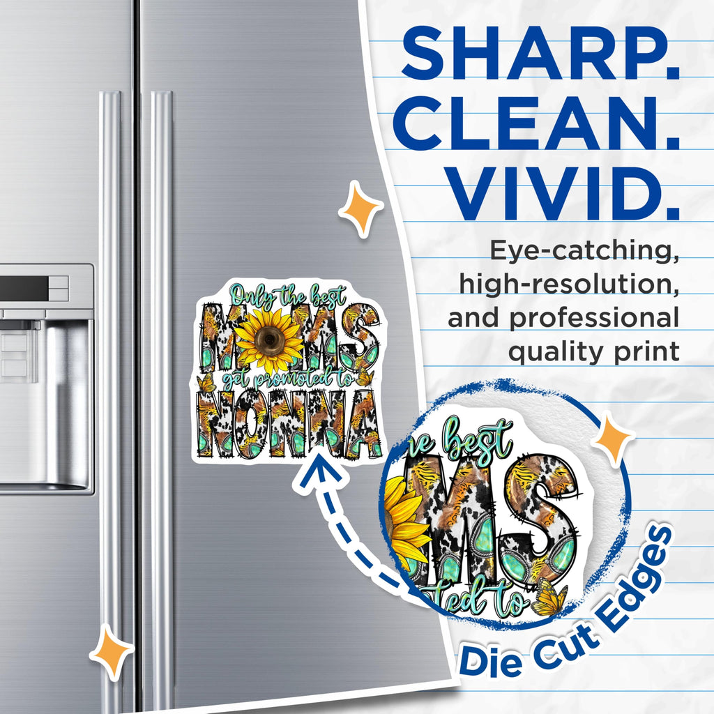(2 Pack) New Nonna Magnets - Grandma Promotion Announcement - Western Sunflower Country Nonna - 5 Inches On Longest Side - Thick Durable Magnet - Made in USA - MAG26204