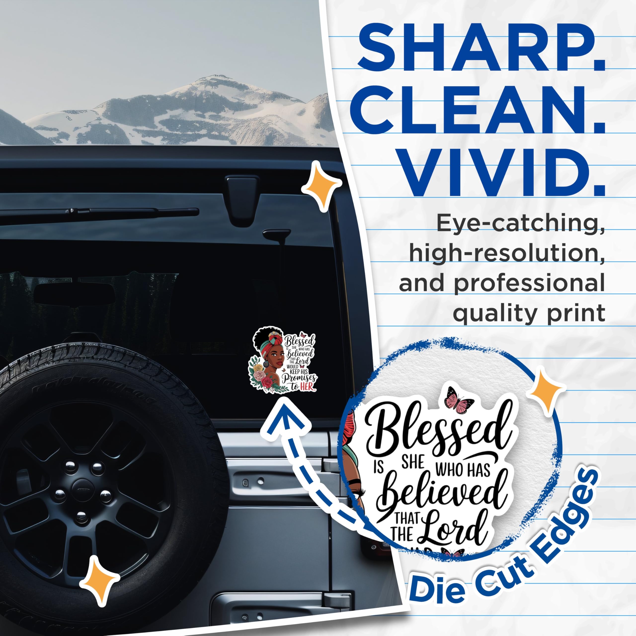 (2 Pack) Blessed Believed Stickers - Inspirational Quote Stickers - Faith-Based Sticker Art - 5" On Longest Side - Sticks to Any Smooth Flat Surface - Made in USA - BMCS3048