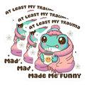 (3 Pack) Trauma Made Me Funny Decals - Cute Frog Stickers - Laptop Decals - 3 Inches On Longest Side - Easy Peel & Apply - Made in USA - 3MCS0877