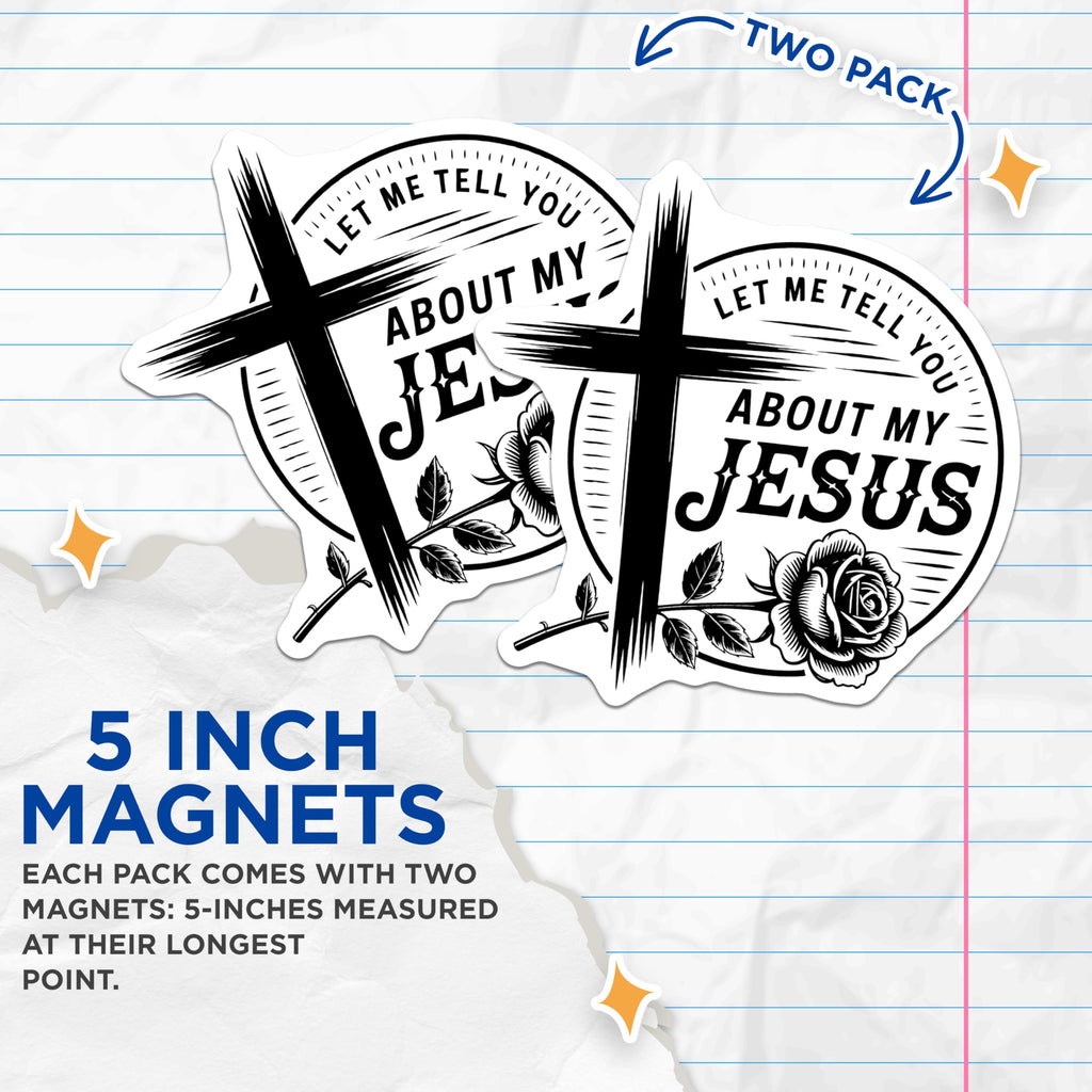 (2 Pack) Jesus Magnets - Christian Decor - Religious Gift Idea - 5" On Longest Side - Premium Magnet - for Cars, Refrigerators, Toolboxes, Lockers - Made in USA - MAG14460