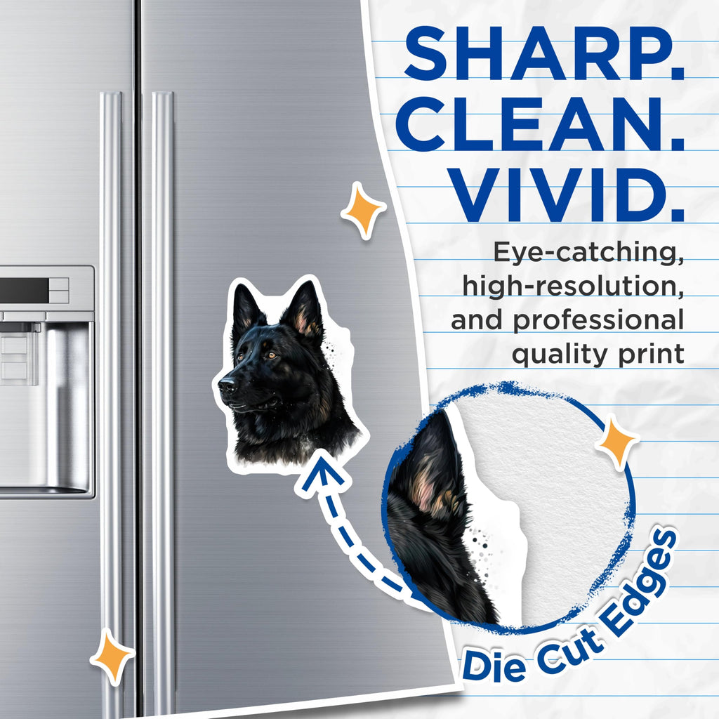 (2 Pack) Black German Shepherd Magnets - GSD Dog Art - Pet Lover Home Decor - 5 Inches On Longest Side - Thick Durable Magnet - Made in USA - MAG24632