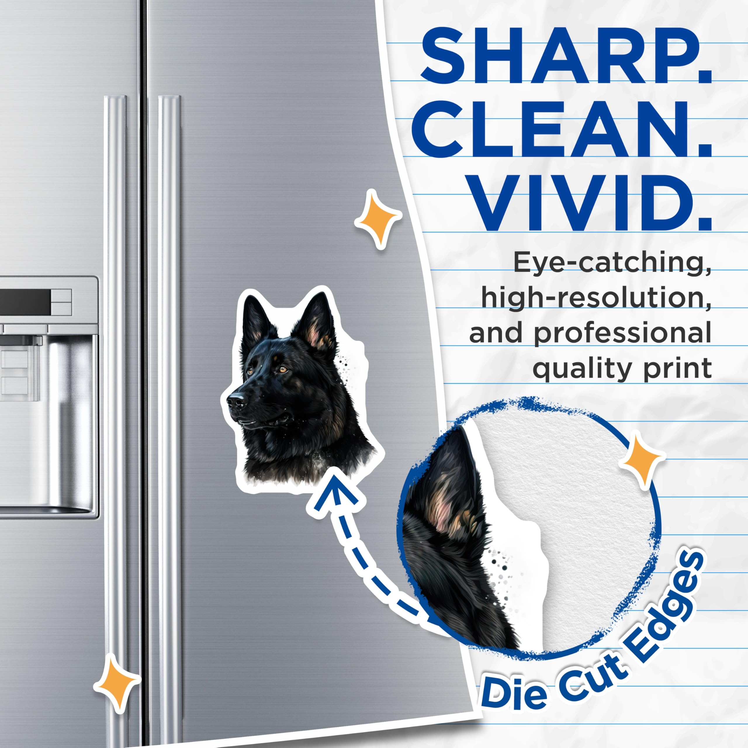 (2 Pack) Black German Shepherd Magnets - GSD Dog Art - Pet Lover Home Decor - 5 Inches On Longest Side - Thick Durable Magnet - Made in USA - MAG24632