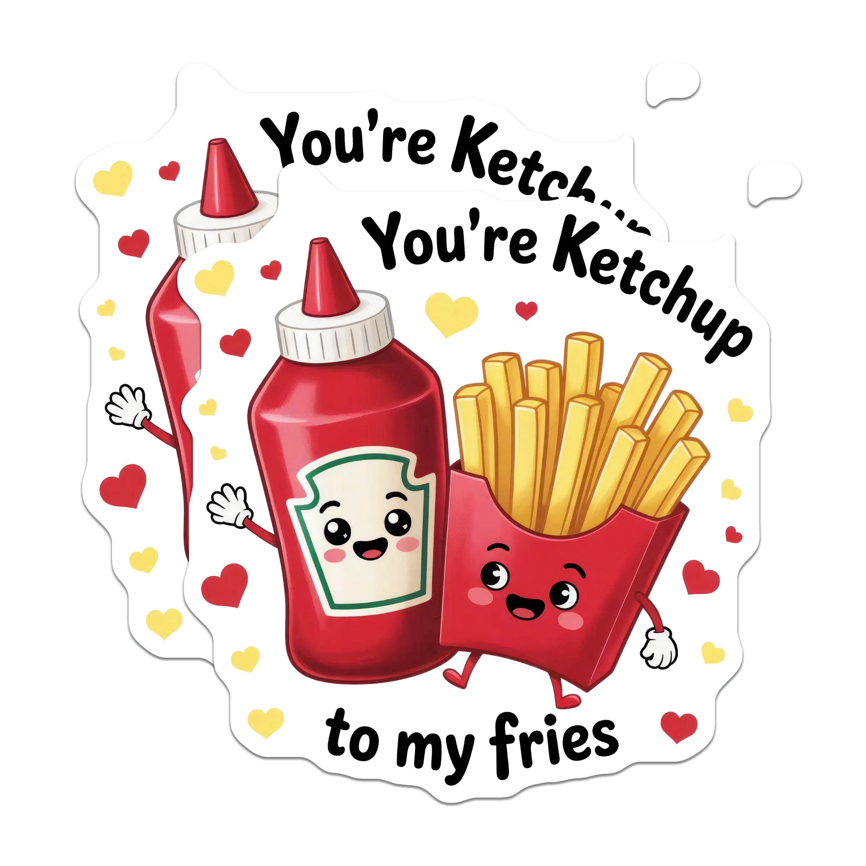 (2 Pack) You're Ketchup to My Fries Magnets - Funny Food Pun - Couple Love Relationship Anniversary Valentine Decor - 5 Inches On Longest Side - Thick Durable Magnet - Made in USA - MAG37872