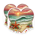 (2 Pack) Beach Sunset Magnets - Coastal Ocean Starfish Heart - Tropical Fridge Decor Seashells - 5 Inches On Longest Side - Thick Durable Magnet - Made in USA - MAG39665