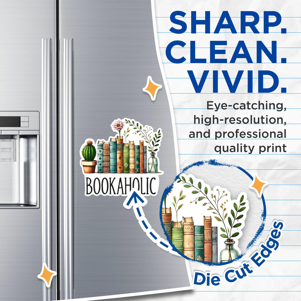 (2 Pack) Bookaholic Magnets - Book Lover Magnets - Cute Plant Book Decoration Magnets- 5" On Longest Side - for Fridges, Toolboxes, Cars - Made in USA - MAG2759