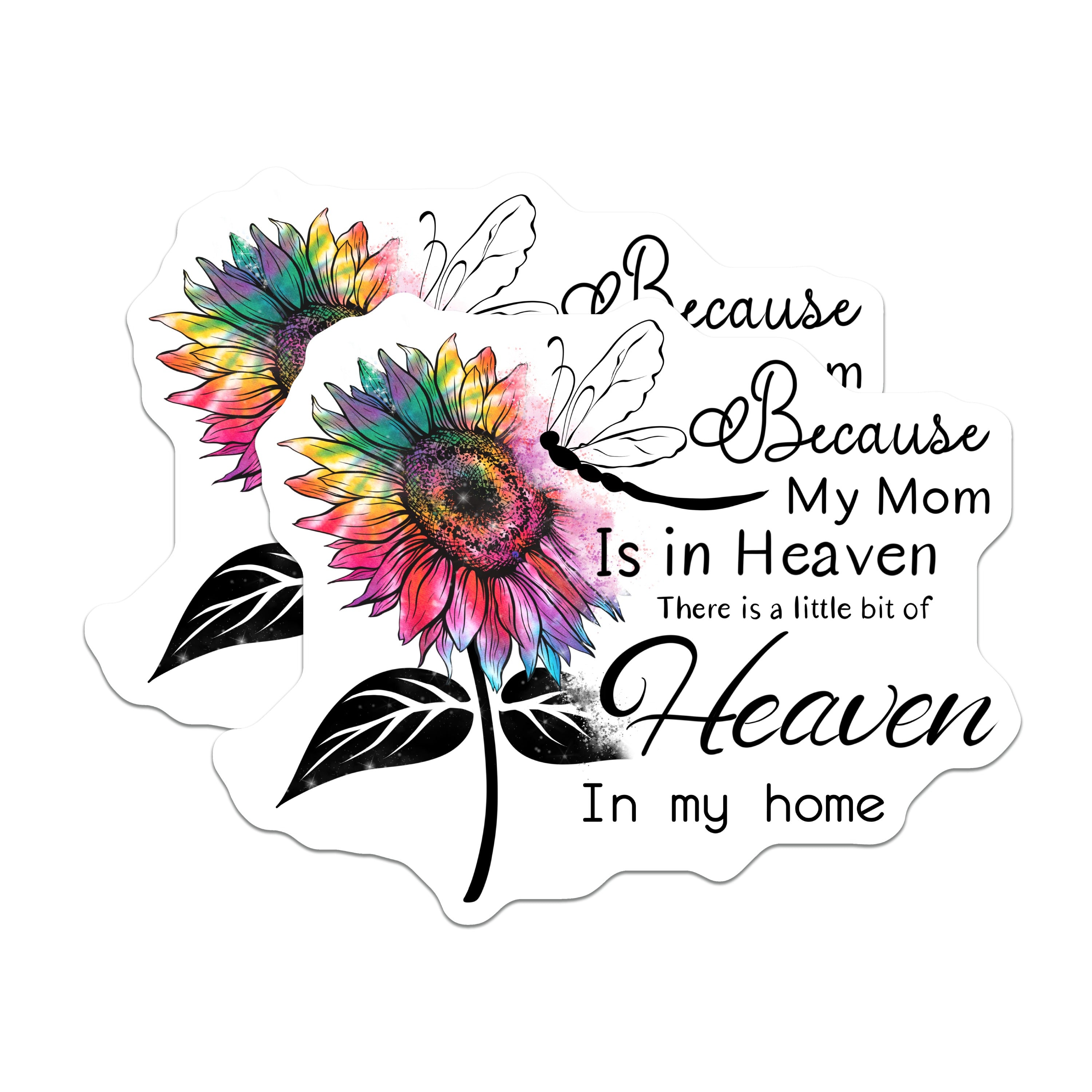 (2 Pack) Mom in Heaven Magnets - Memorial Sympathy - Loss of Mother - Sunflower Dragonfly Remembrance - Comforting Keepsake - 5 Inches On Longest Side - Thick Durable Magnet - Made in USA - MAG39380