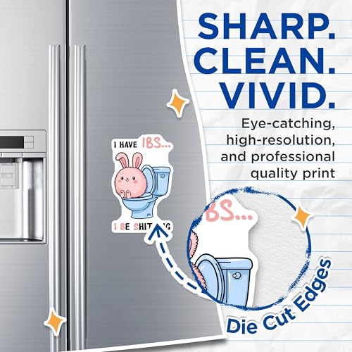 (2 Pack) Funny Bunny Bathroom Magnets - Humorous IBS Joke Magnets - Cute Toilet Pun Magnets - 5" On Longest Side - for Cars, Refrigerators, Toolboxes, Lockers - Made in USA BMCS3302