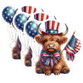 (3 Pack) Highland Cow Decals - Patriotic Cow - American Flag Decor- 3 Inches On Longest Side - Easy Peel & Apply - Made in USA - 3MCS5115
