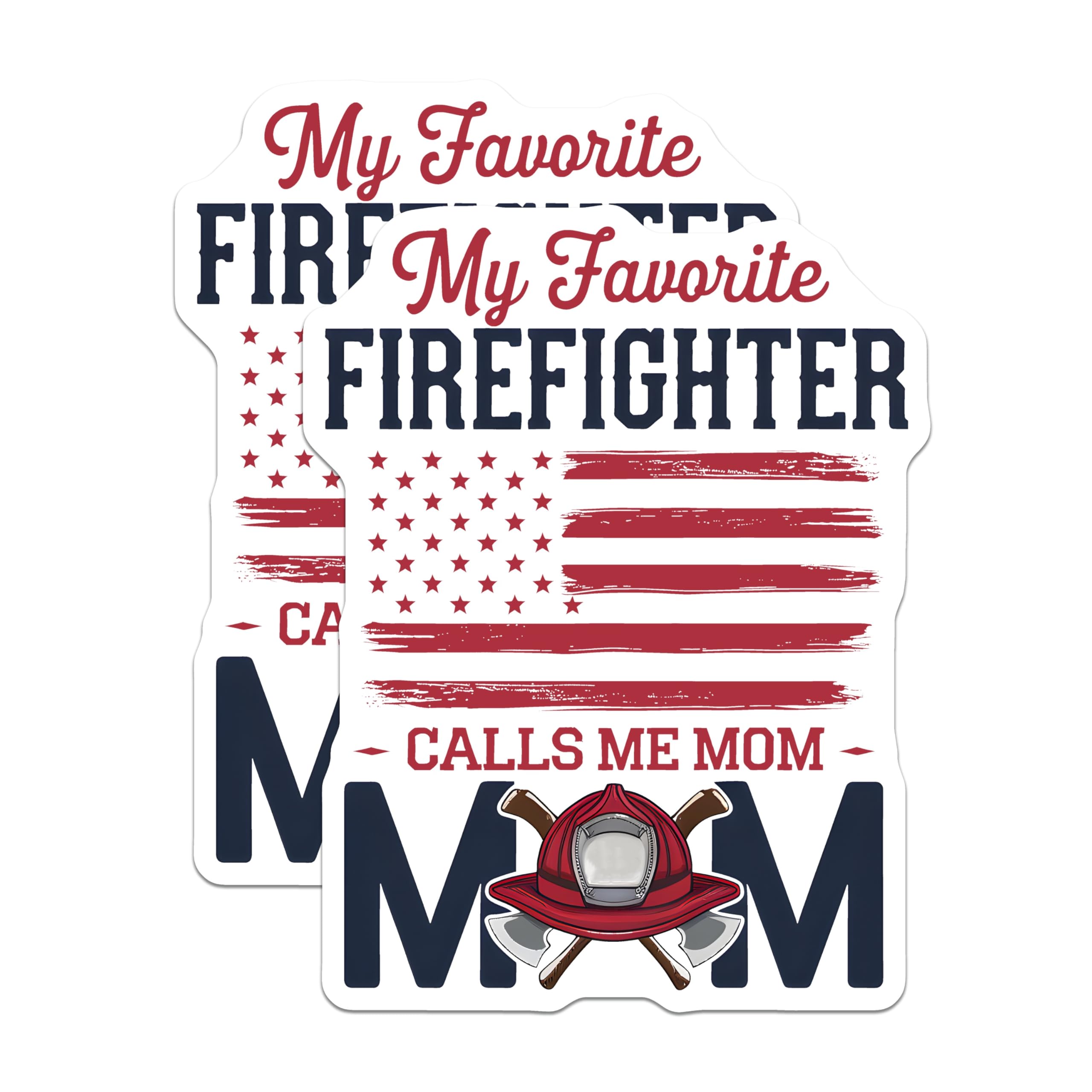 (2 Pack) Firefighter Mom Magnets - Proud Firefighter Family - American Flag Decor - 5" On Longest Side - Premium Magnet - for Cars, Refrigerators, Toolboxes, Lockers - Made in USA - MAG18575
