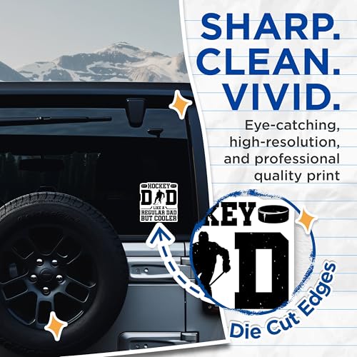 (2 Pack) Hockey Dad Stickers - Like a Regular Dad but Cooler - Funny Dad Sticker for Hockey Lovers - 5" On Longest Side - Sticks to Smooth Flat Surfaces - Made in USA - BMCS6154