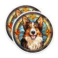 (2 Pack) Corgi Stained Glass Magnets - Dog Lover Decor - Pet Portrait Fridge Decor - 5 Inches On Longest Side - Thick Durable Magnet - Made in USA - MAG36061