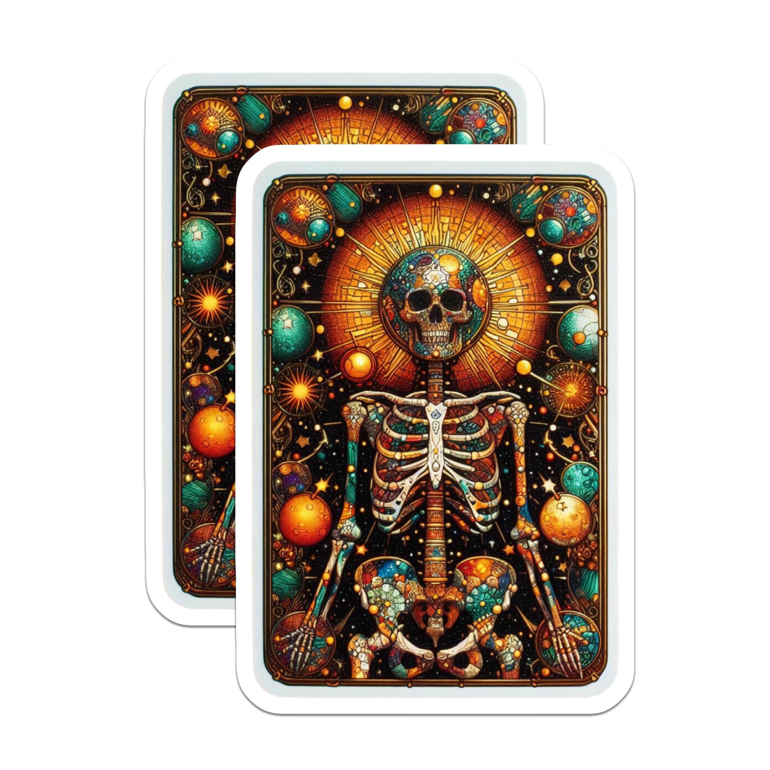 (2 Pack) Cosmic Skeleton Magnets - Celestial Universe Anatomy - Intricate Mosaic Art - Spiritual Space Decor - 5 Inches On Longest Side - Thick Durable Magnet - Made in USA - MAG23013