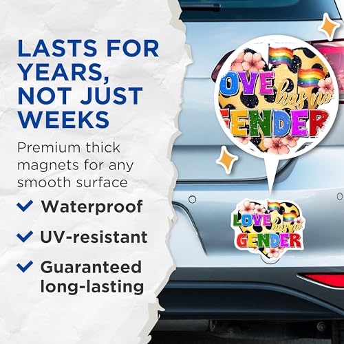 (2 Pack) Love Has No Gender Magnets - 5" On Longest Side - for Cars, Fridges, Toolboxes - Made in USA - MAG8258
