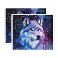 (2 Pack) Cosmic Wolf Magnets - Celestial Animal Art - Starry Night Decor - 5 Inches On Longest Side - Thick Durable Magnet - Made in USA - MAG39779