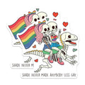 (2 Pack) LGBTQ Pride Stickers - Skeleton Pride Parade Stickers - Rainbow Flag Stickers - 5" On Longest Side - Sticks to Smooth Flat Surfaces - Made in USA - BMCS4391