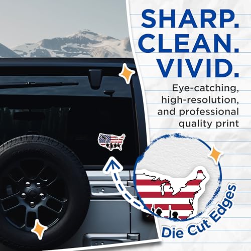 (2 Pack) USA Flag Military Stickers - American Soldier - Patriotic Map Sticker - 5" On Longest Side - Sticks to Smooth Flat Surfaces - Made in USA - BMCS6027