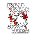 (2 Pack) Freak in The Sheets Stickers - Halloween Ghost Stickers - Funny Halloween Stickers - 5" On Longest Side - Sticks to Any Smooth Flat Surface - Made in USA - BMCS3383