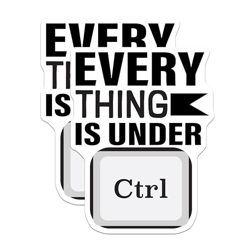 (2 Pack) Everything is Under Ctrl Stickers - Funny Keyboard Sticker - Computer Humor Decal - 5" On Longest Side - Sticks to Smooth Flat Surfaces - Made in USA - BMCS6085
