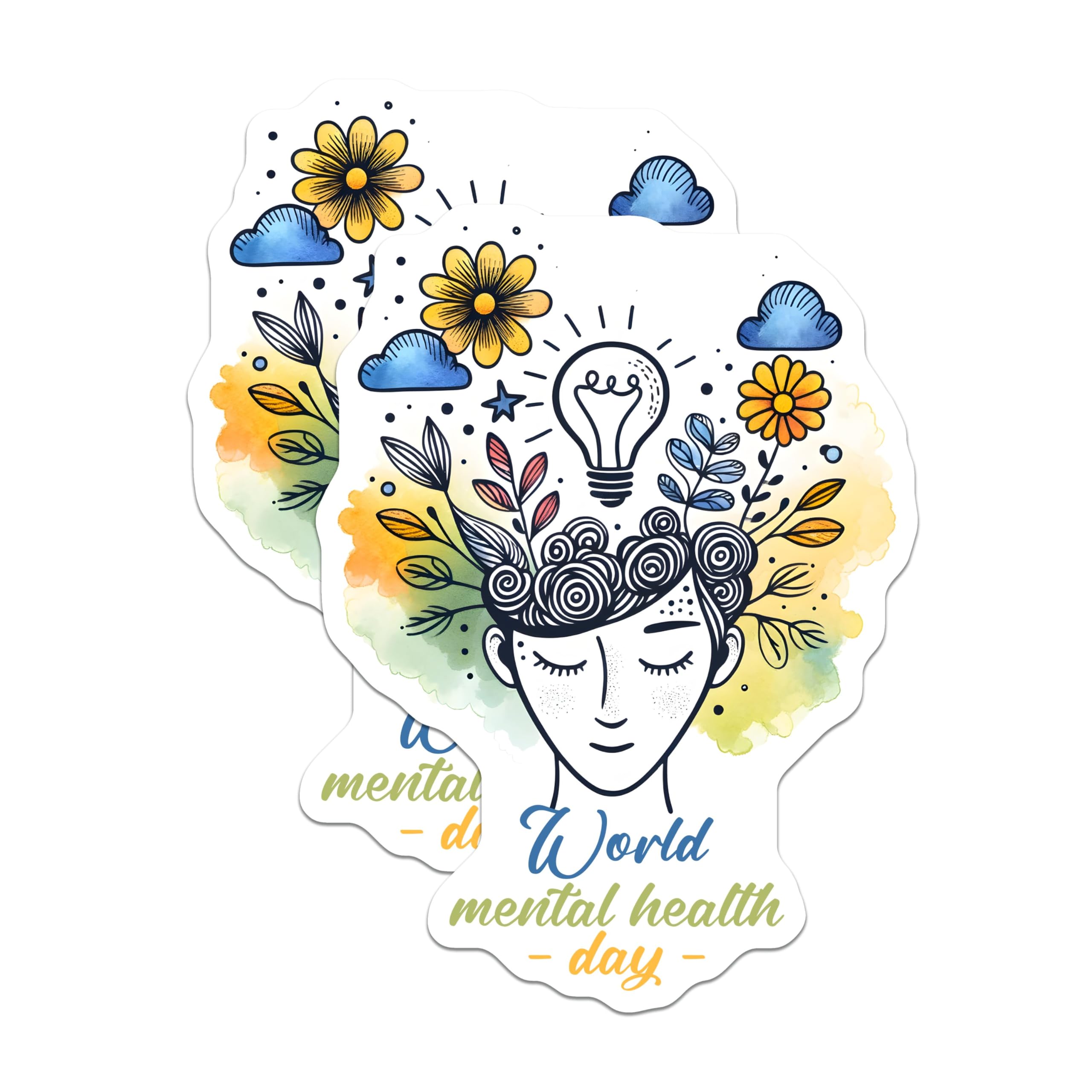 (2 Pack) Inspirational World Mental Health Day Magnets - Positivity and Wellness - 5" On Longest Side - for Cars, Fridges, Toolboxes - Made in USA - MAG8244