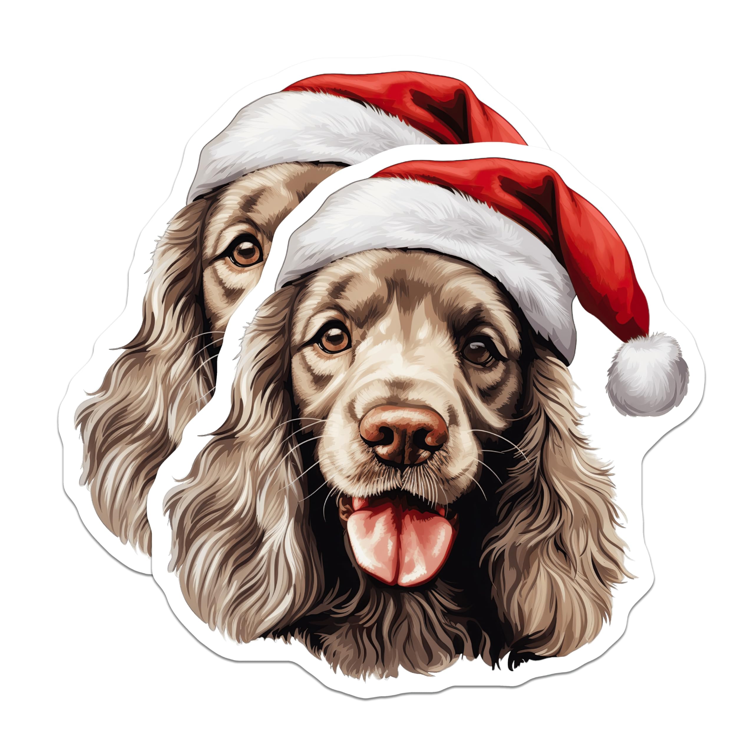 (2 Pack) Christmas Dog Magnets - Santa Hat Dog Decor - Holiday Pet Lover - Stocking Stuffer Canine - 5 Inches On Longest Side - Thick Durable Magnet - Made in USA - MAG29322