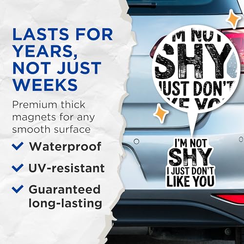 (2 Pack) I'm Not Shy Magnets - Funny Quote - Humorous Home Decor - Office Supplies - Fridge Magnet - Sarcastic Phrase - 5" On Longest Side - for Cars, Fridges, Toolboxes - Made in USA - MAG5610