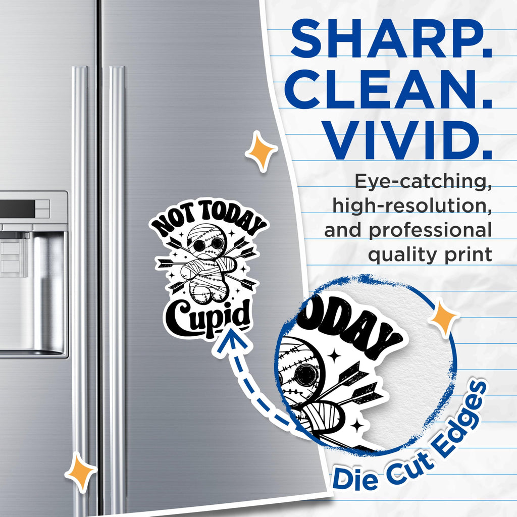 (2 Pack) Not Today Cupid Magnets - Funny Anti-Valentine's Day Magnets - Humorous Love Rejection Decor- 5" On Longest Side - for Fridges, Toolboxes, Cars - Made in USA - MAG2860