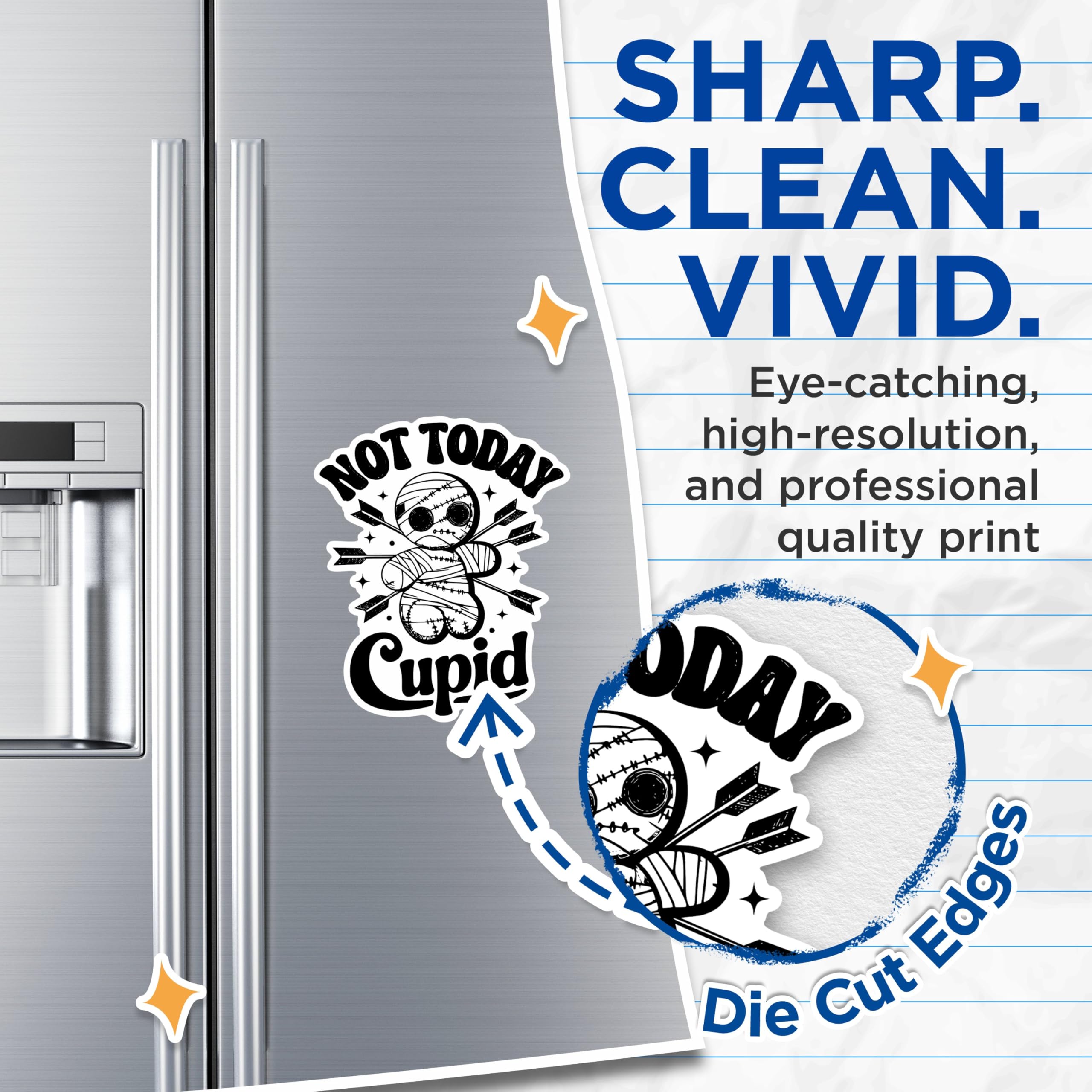 (2 Pack) Not Today Cupid Magnets - Funny Anti-Valentine's Day Magnets - Humorous Love Rejection Decor- 5" On Longest Side - for Fridges, Toolboxes, Cars - Made in USA - MAG2860